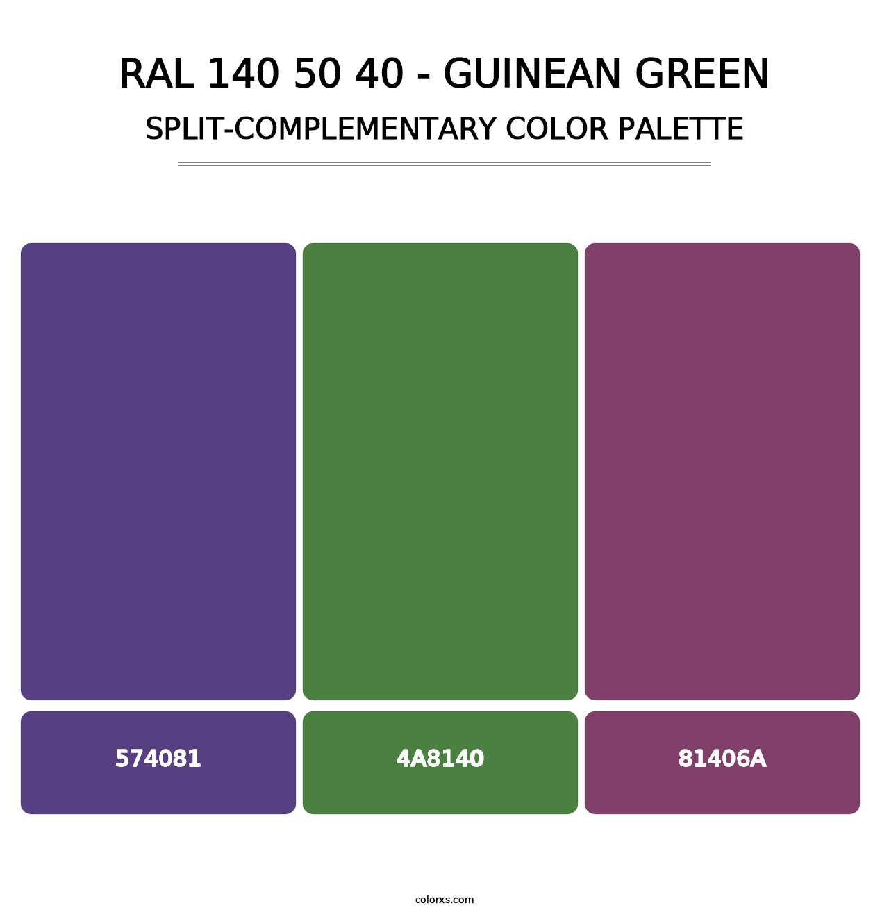 RAL 140 50 40 - Guinean Green - Split-Complementary Color Palette