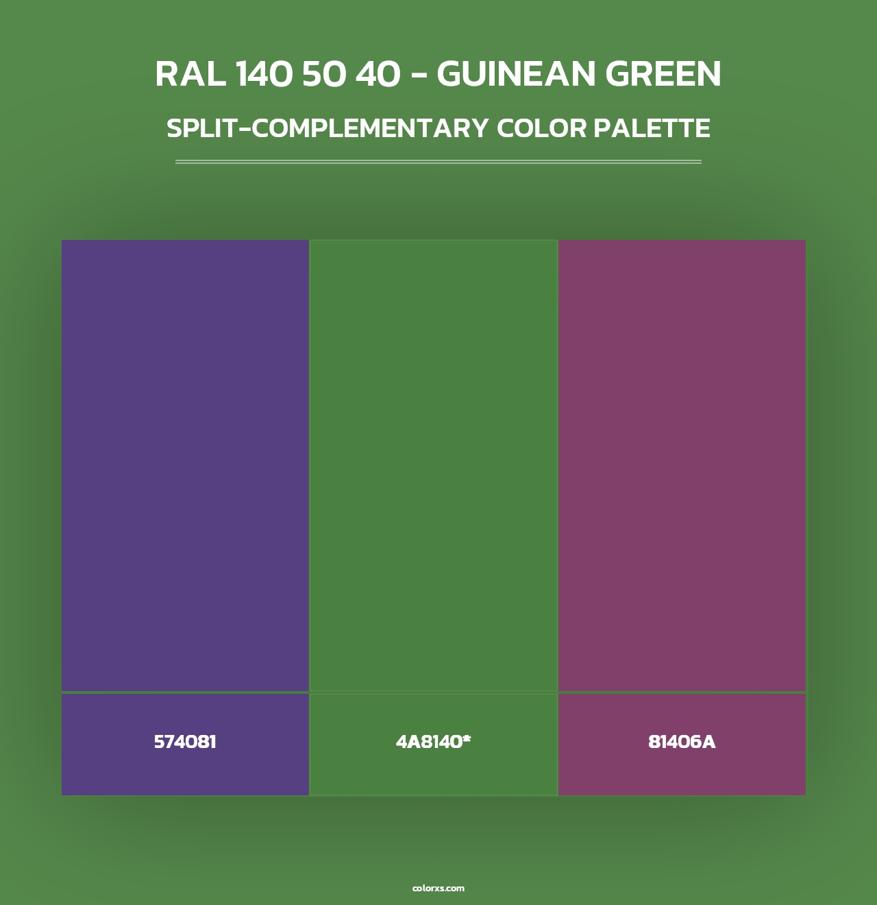 RAL 140 50 40 - Guinean Green - Split-Complementary Color Palette