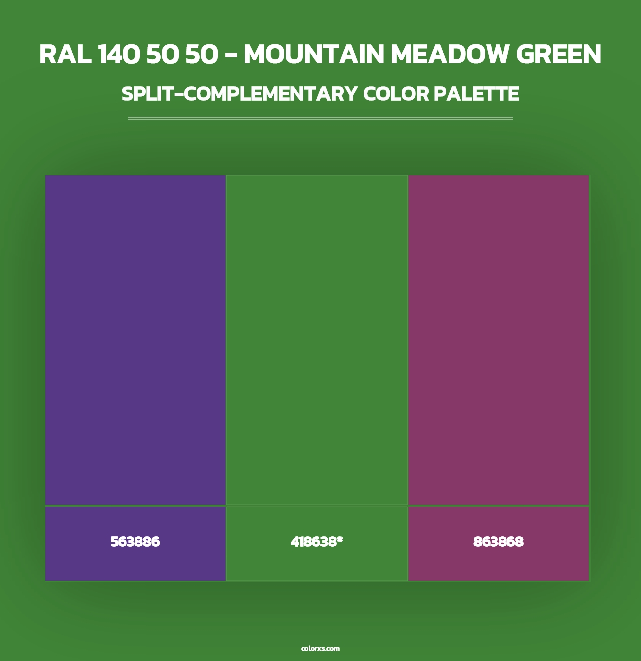 RAL 140 50 50 - Mountain Meadow Green - Split-Complementary Color Palette