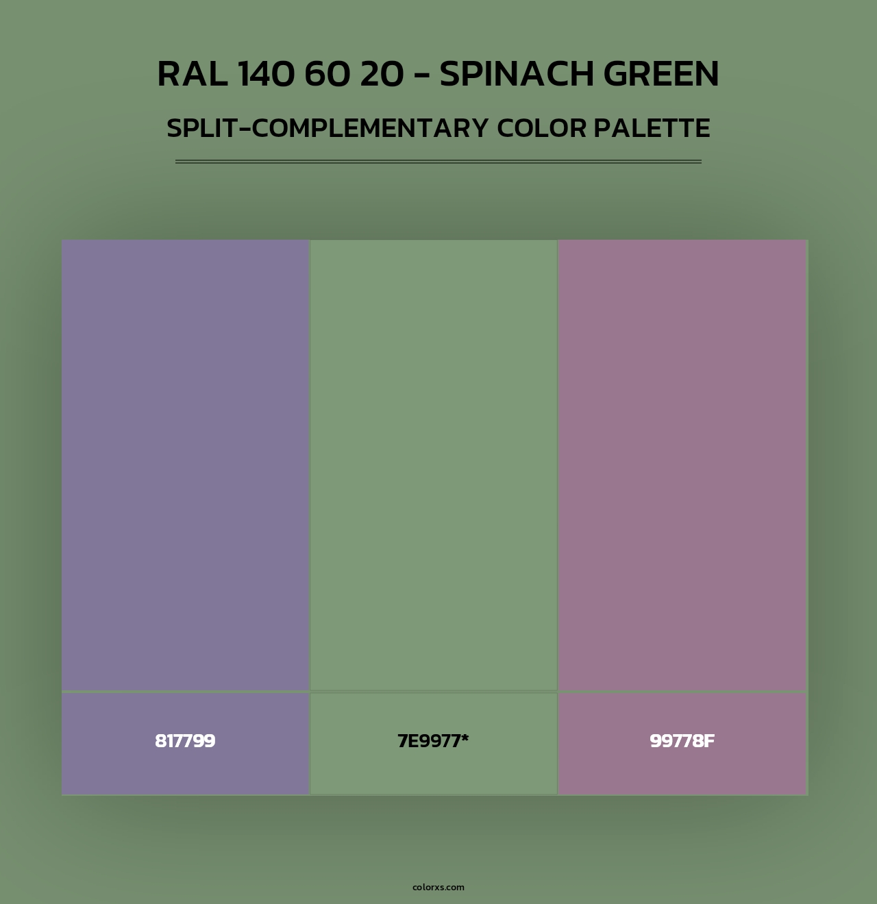 RAL 140 60 20 - Spinach Green - Split-Complementary Color Palette