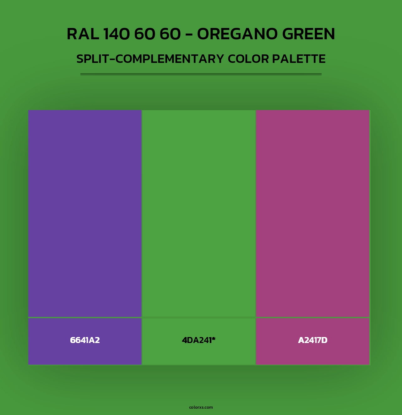 RAL 140 60 60 - Oregano Green - Split-Complementary Color Palette