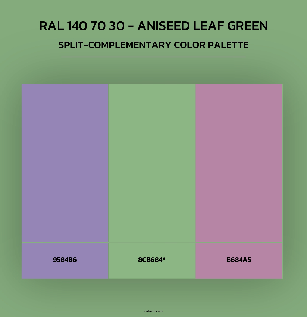 RAL 140 70 30 - Aniseed Leaf Green - Split-Complementary Color Palette