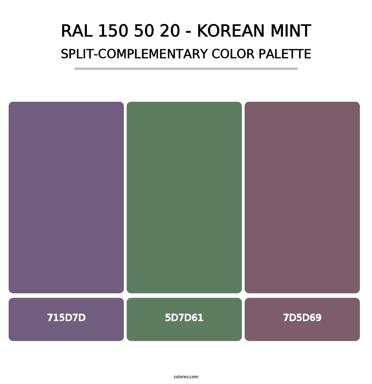 RAL 150 50 20 - Korean Mint - Split-Complementary Color Palette