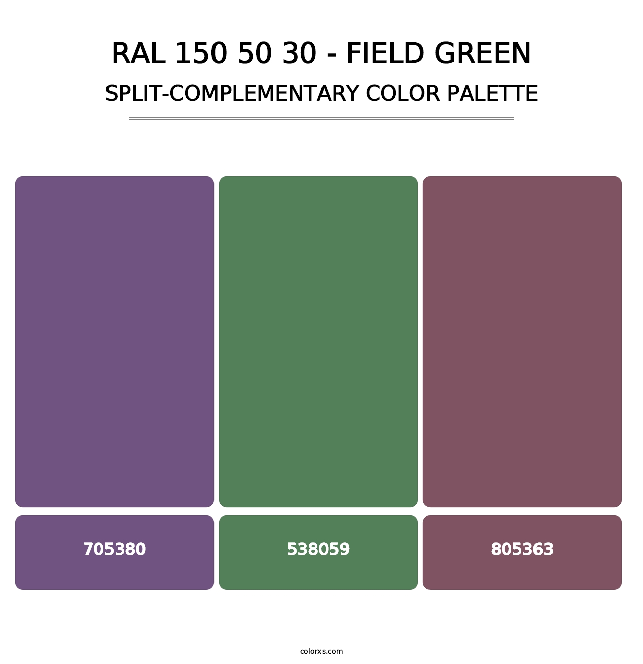 RAL 150 50 30 - Field Green - Split-Complementary Color Palette
