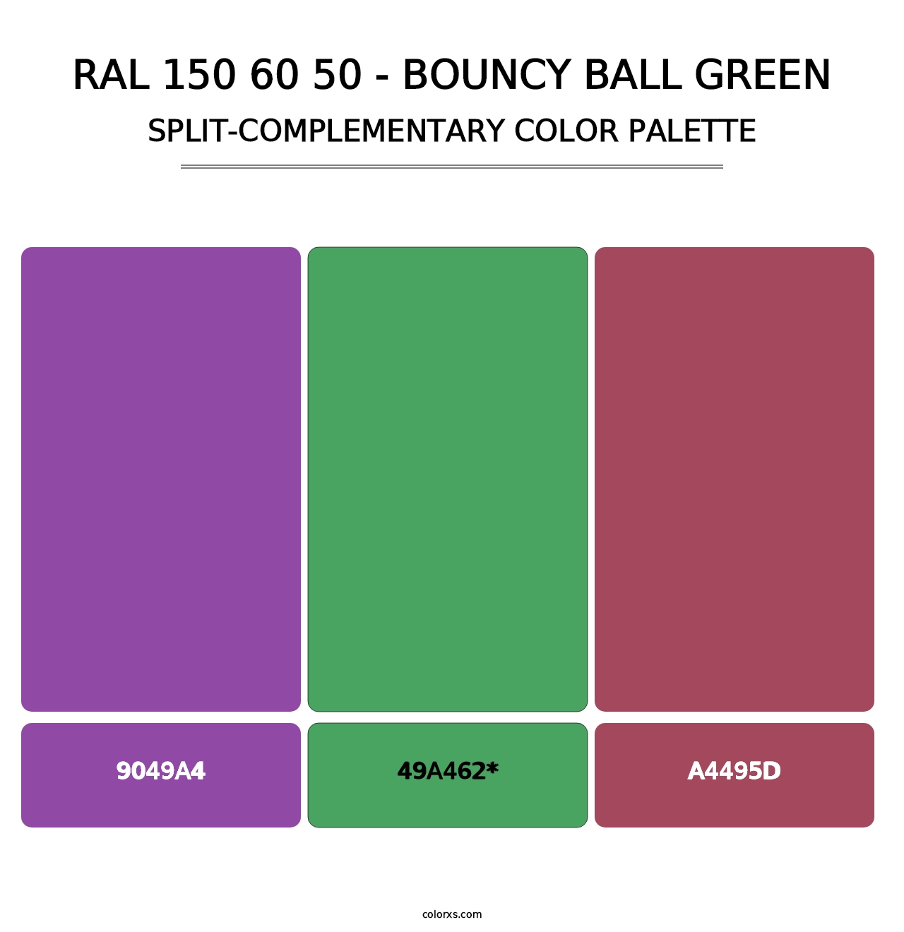RAL 150 60 50 - Bouncy Ball Green - Split-Complementary Color Palette