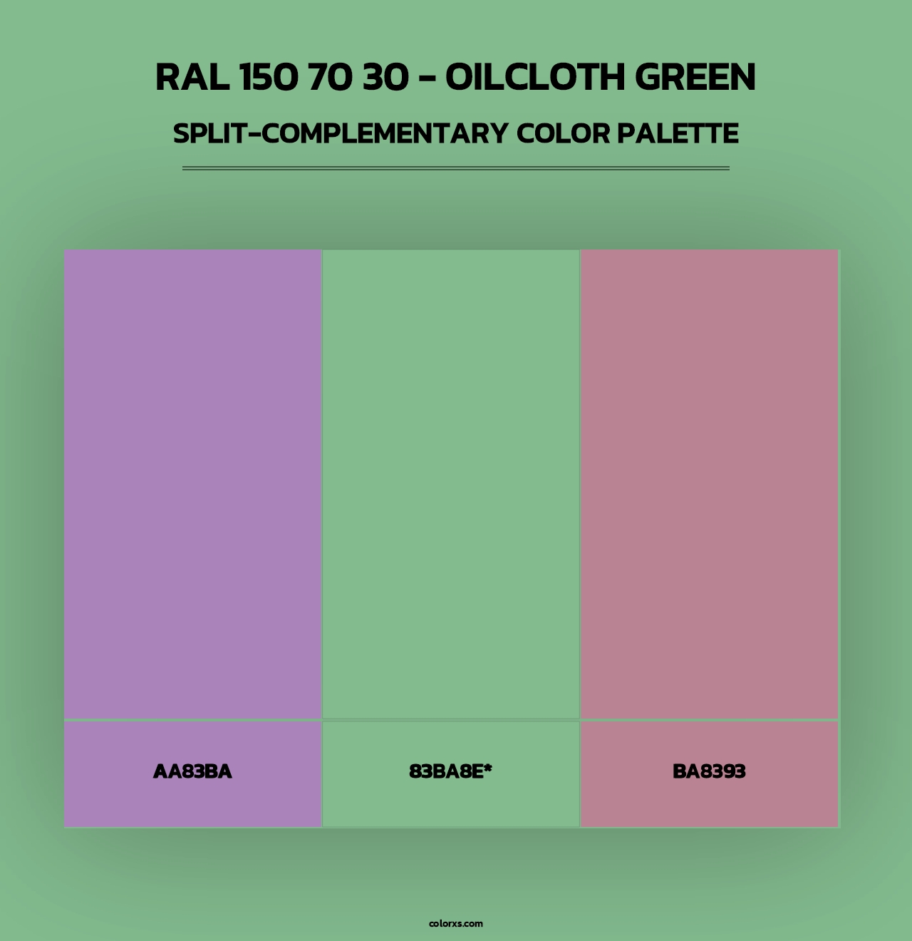 RAL 150 70 30 - Oilcloth Green - Split-Complementary Color Palette