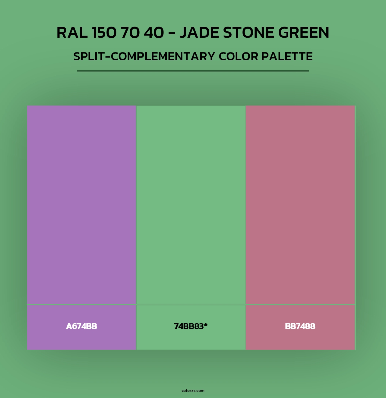 RAL 150 70 40 - Jade Stone Green - Split-Complementary Color Palette