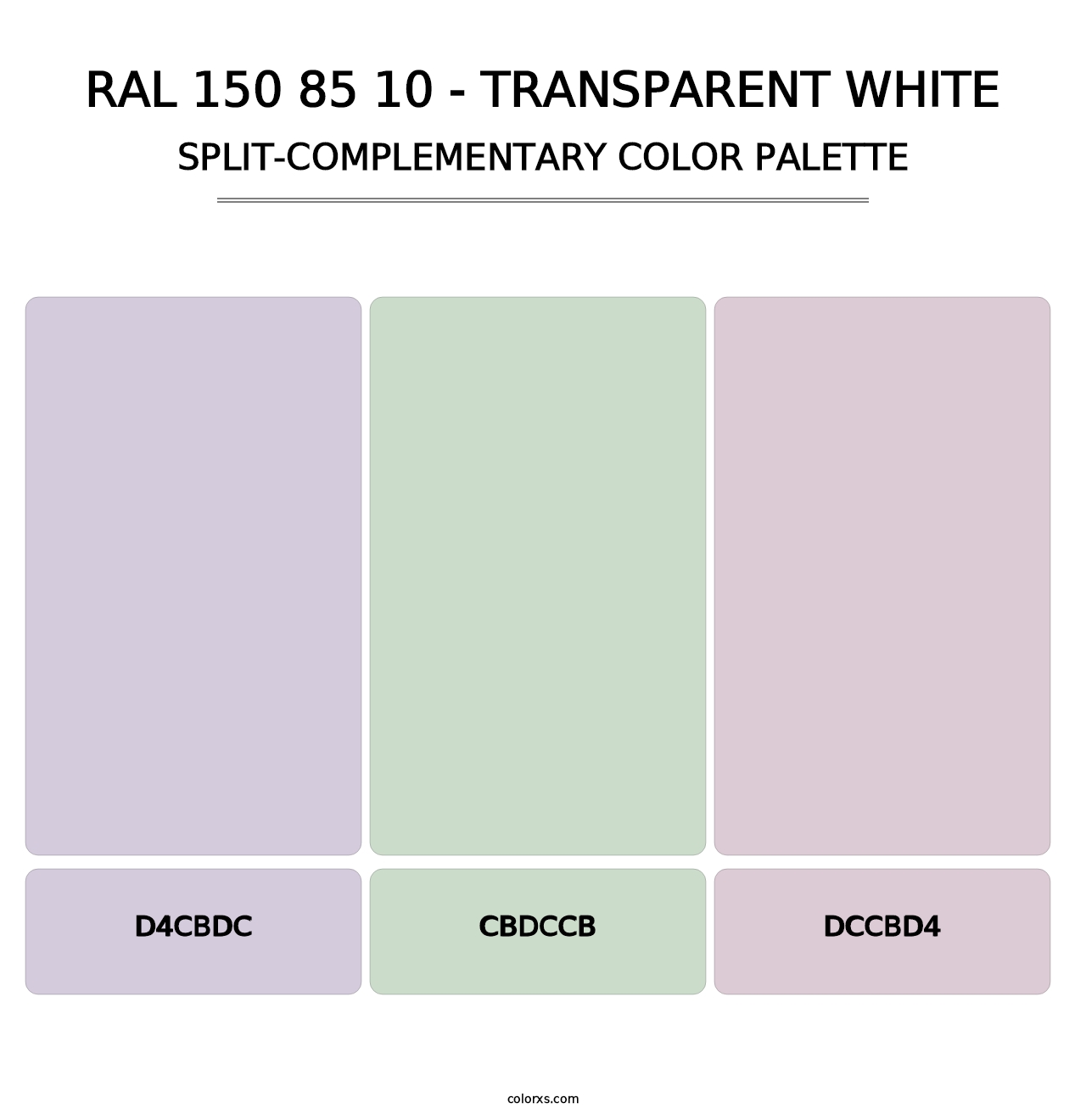 RAL 150 85 10 - Transparent White - Split-Complementary Color Palette