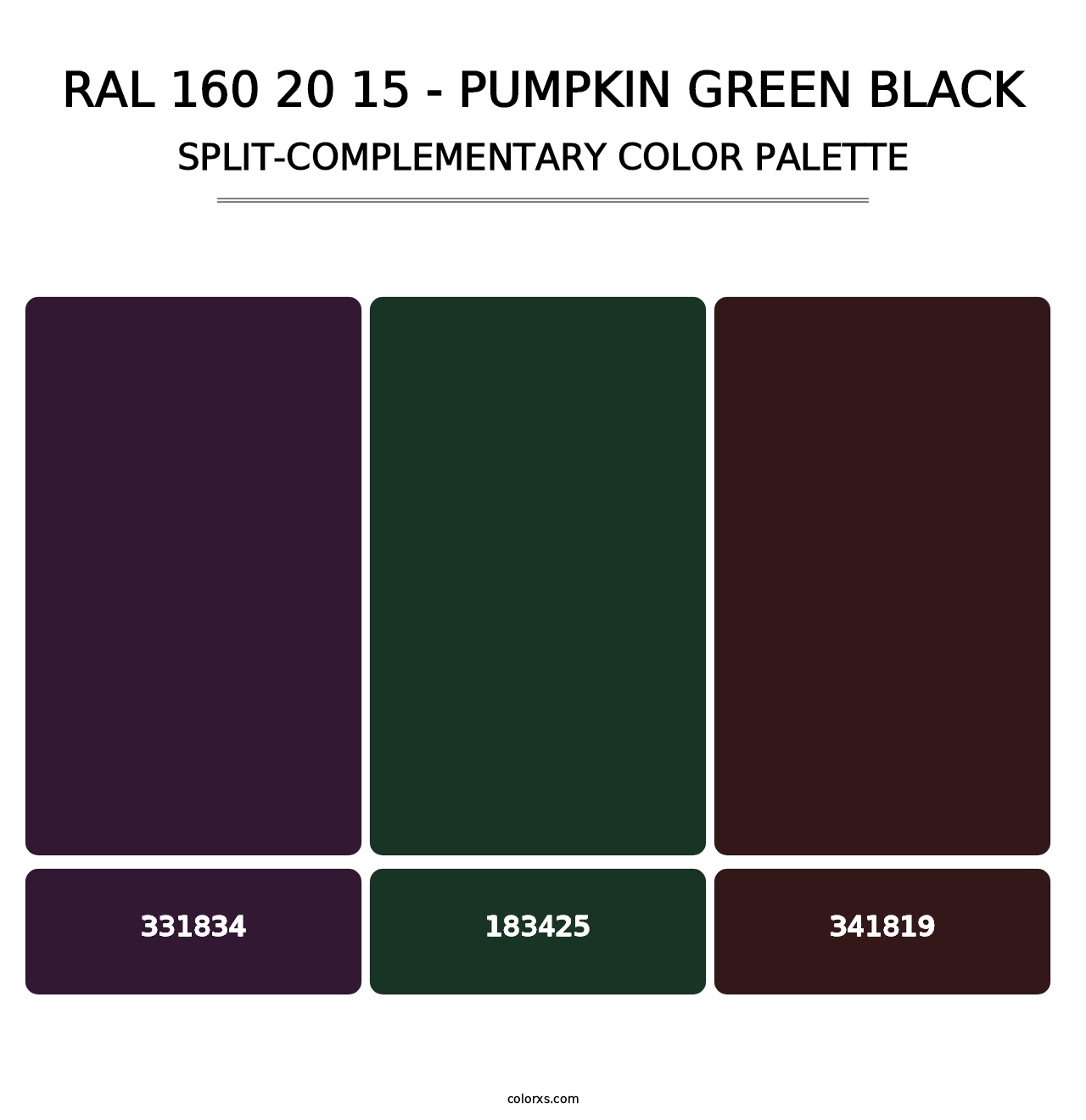 RAL 160 20 15 - Pumpkin Green Black - Split-Complementary Color Palette