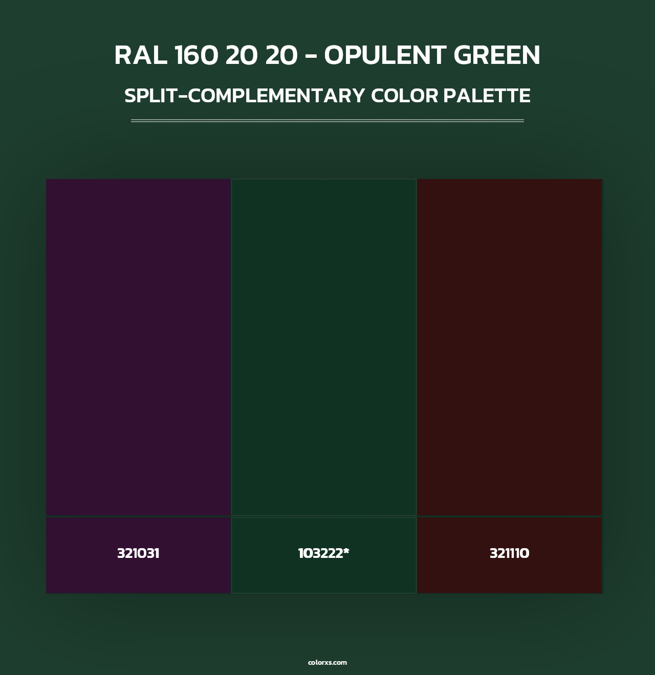 RAL 160 20 20 - Opulent Green - Split-Complementary Color Palette