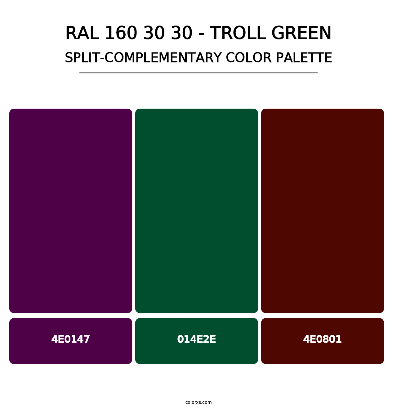 RAL 160 30 30 - Troll Green - Split-Complementary Color Palette
