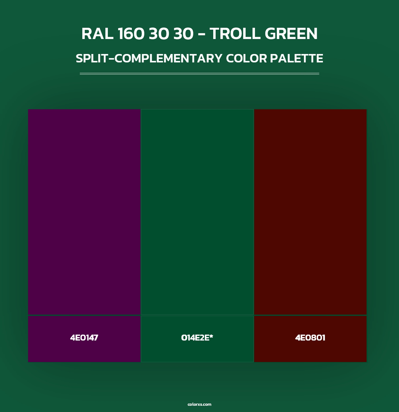 RAL 160 30 30 - Troll Green - Split-Complementary Color Palette