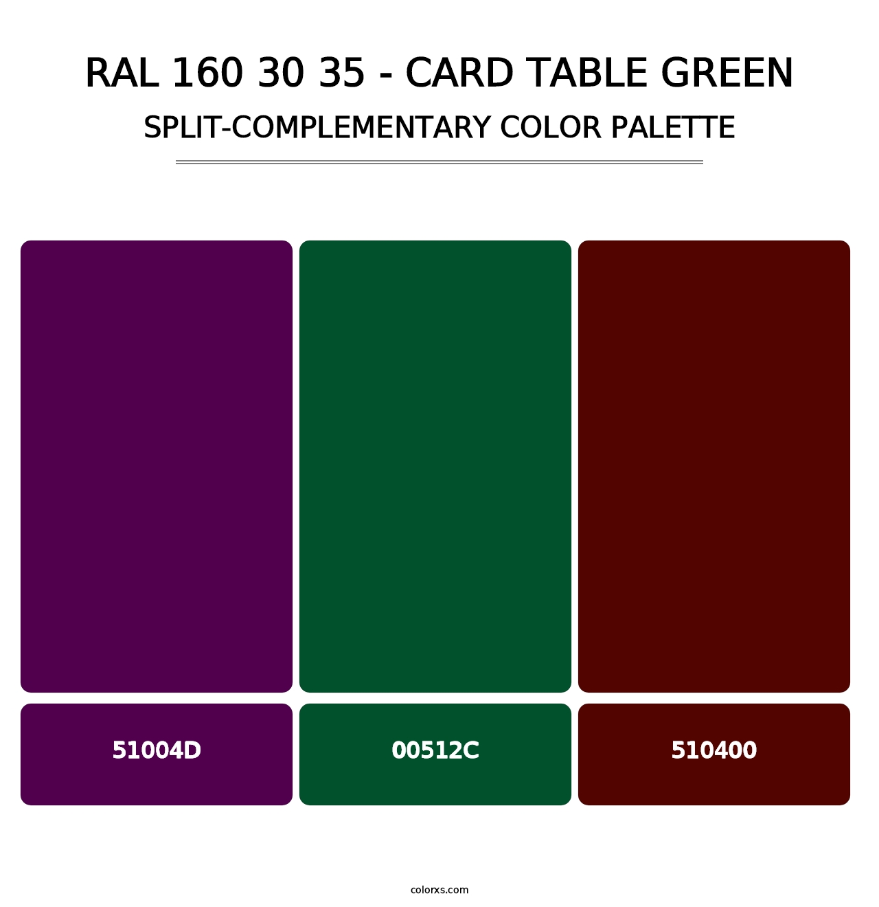 RAL 160 30 35 - Card Table Green - Split-Complementary Color Palette