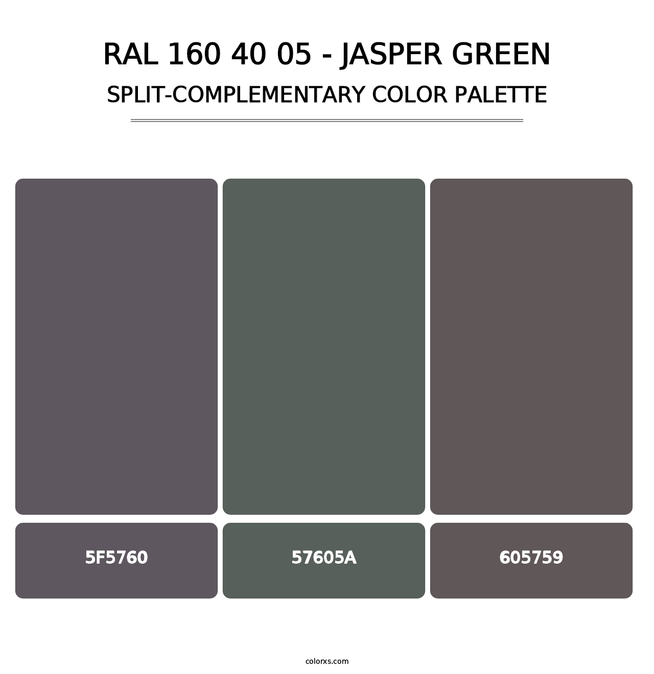 RAL 160 40 05 - Jasper Green - Split-Complementary Color Palette