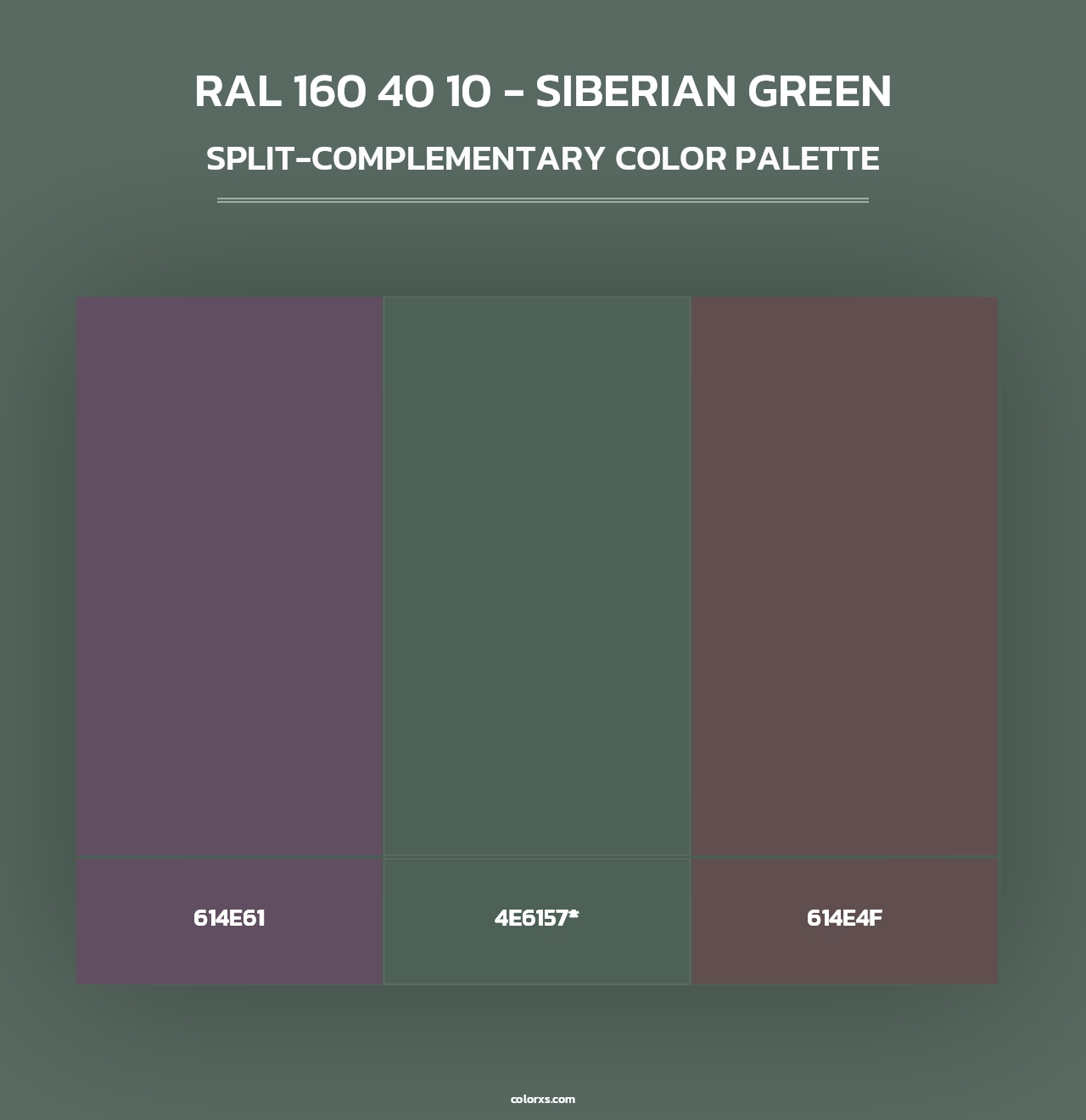 RAL 160 40 10 - Siberian Green - Split-Complementary Color Palette