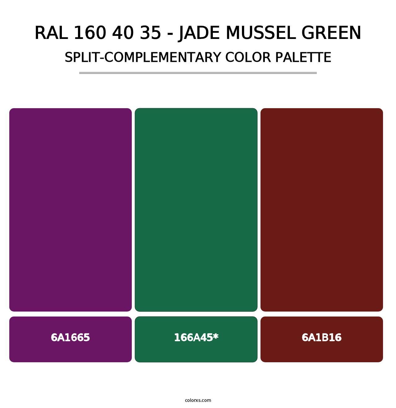 RAL 160 40 35 - Jade Mussel Green - Split-Complementary Color Palette