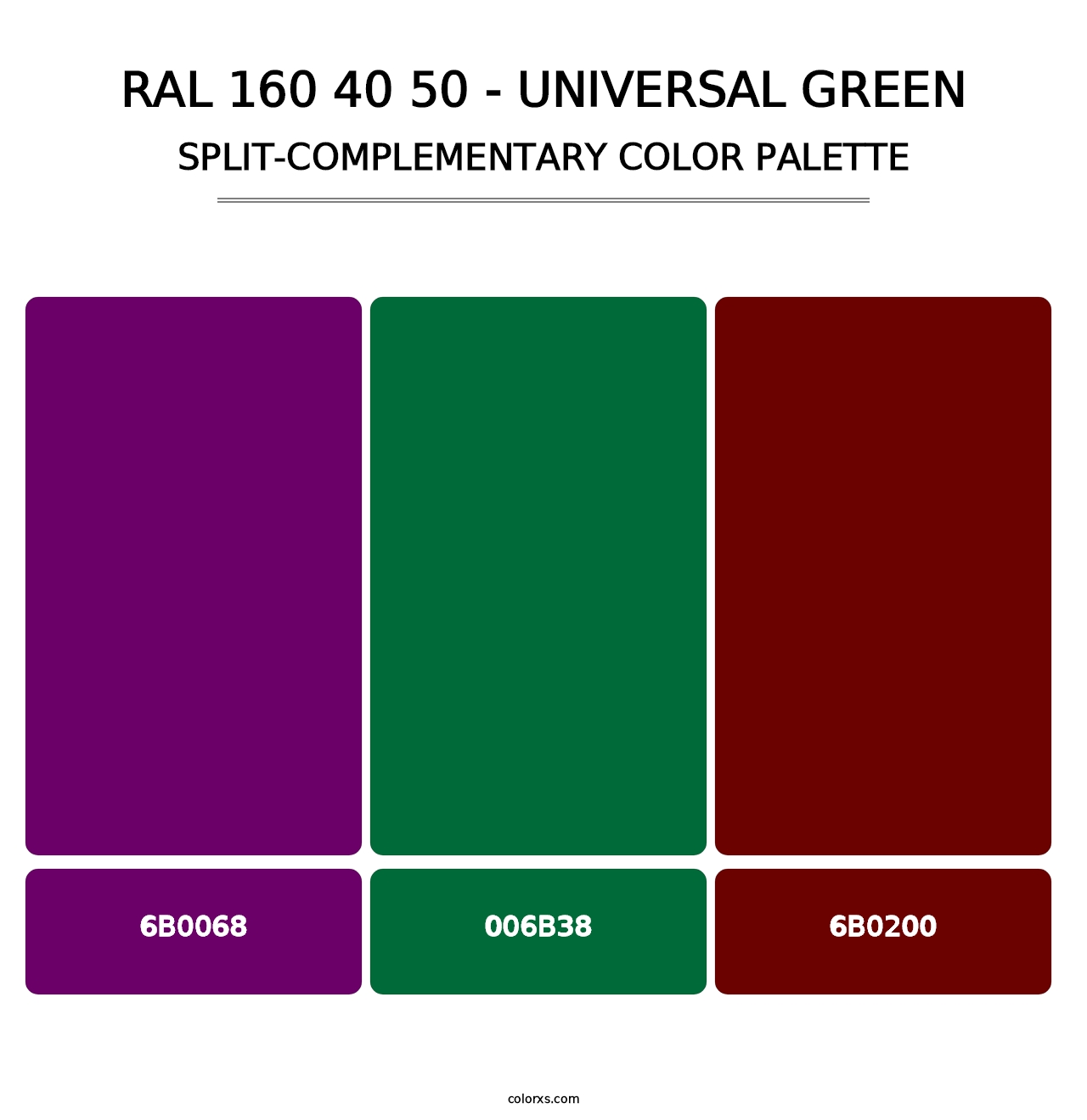 RAL 160 40 50 - Universal Green - Split-Complementary Color Palette