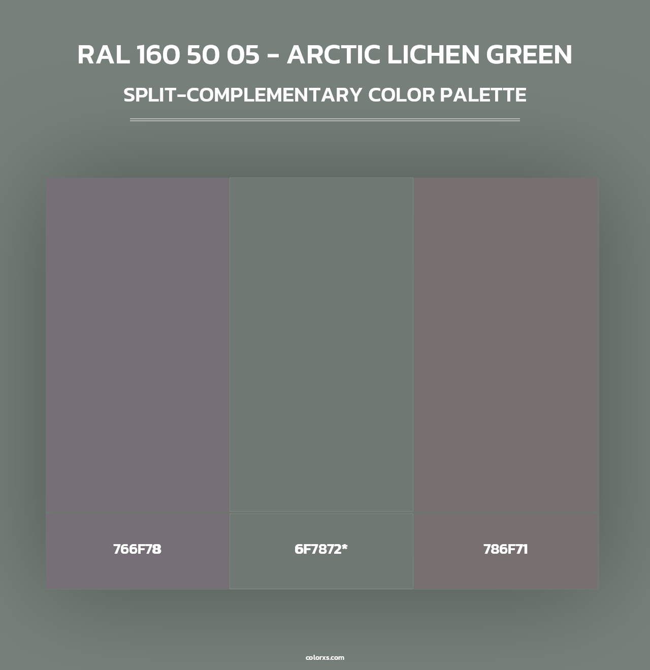 RAL 160 50 05 - Arctic Lichen Green - Split-Complementary Color Palette