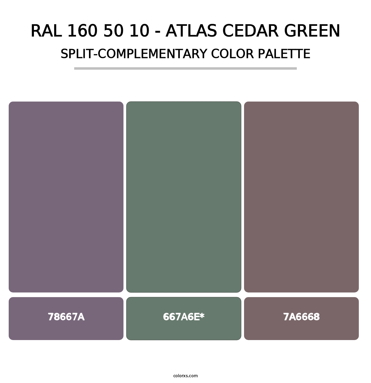 RAL 160 50 10 - Atlas Cedar Green - Split-Complementary Color Palette