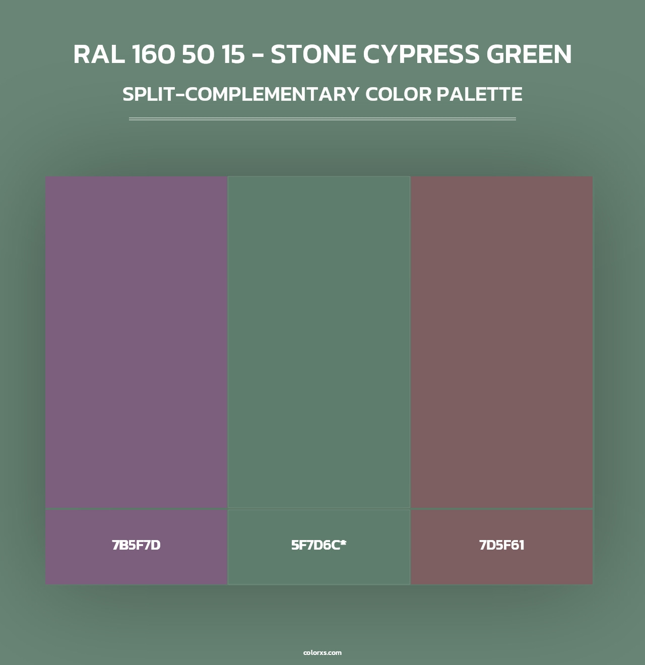 RAL 160 50 15 - Stone Cypress Green - Split-Complementary Color Palette