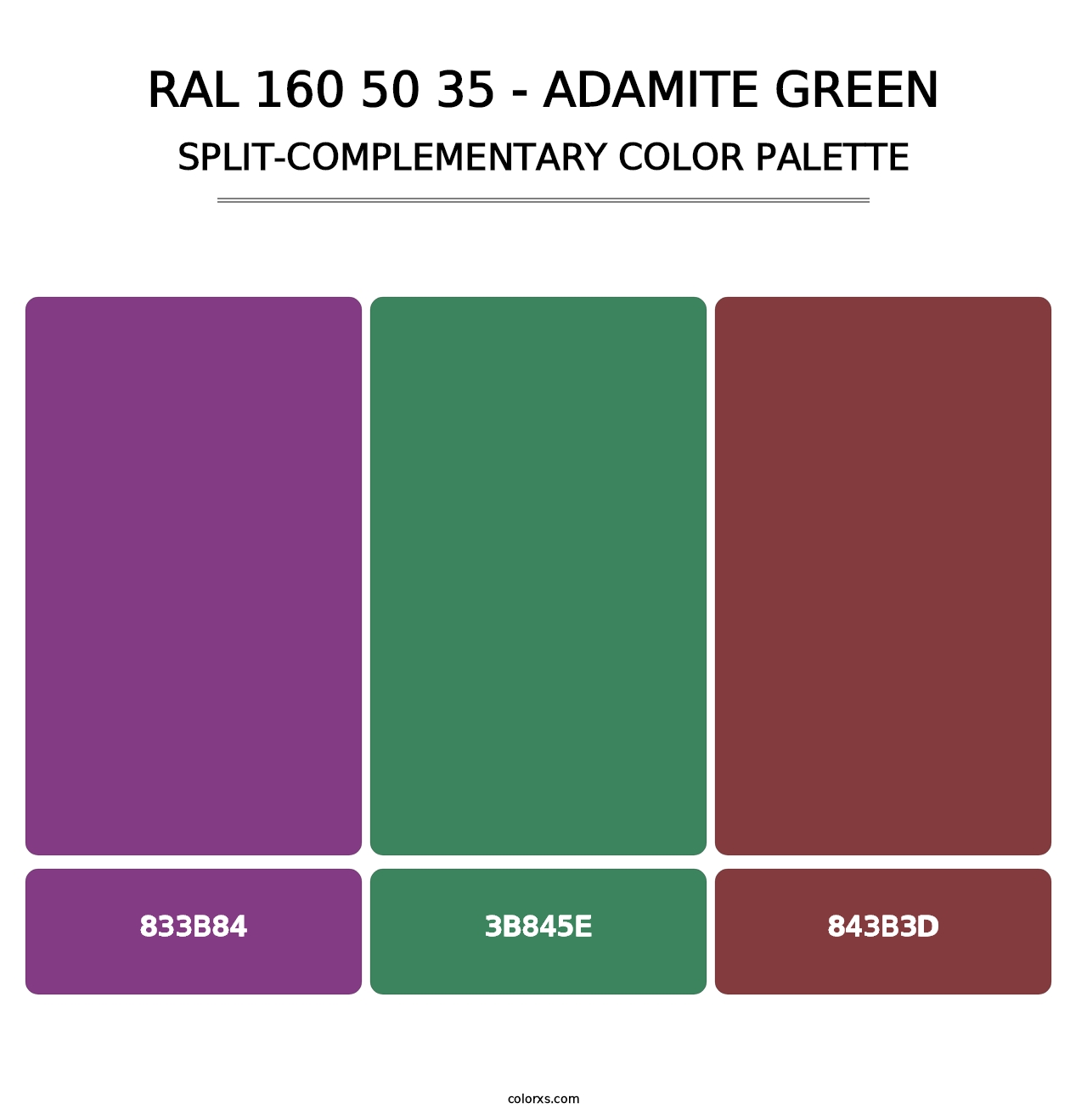 RAL 160 50 35 - Adamite Green - Split-Complementary Color Palette