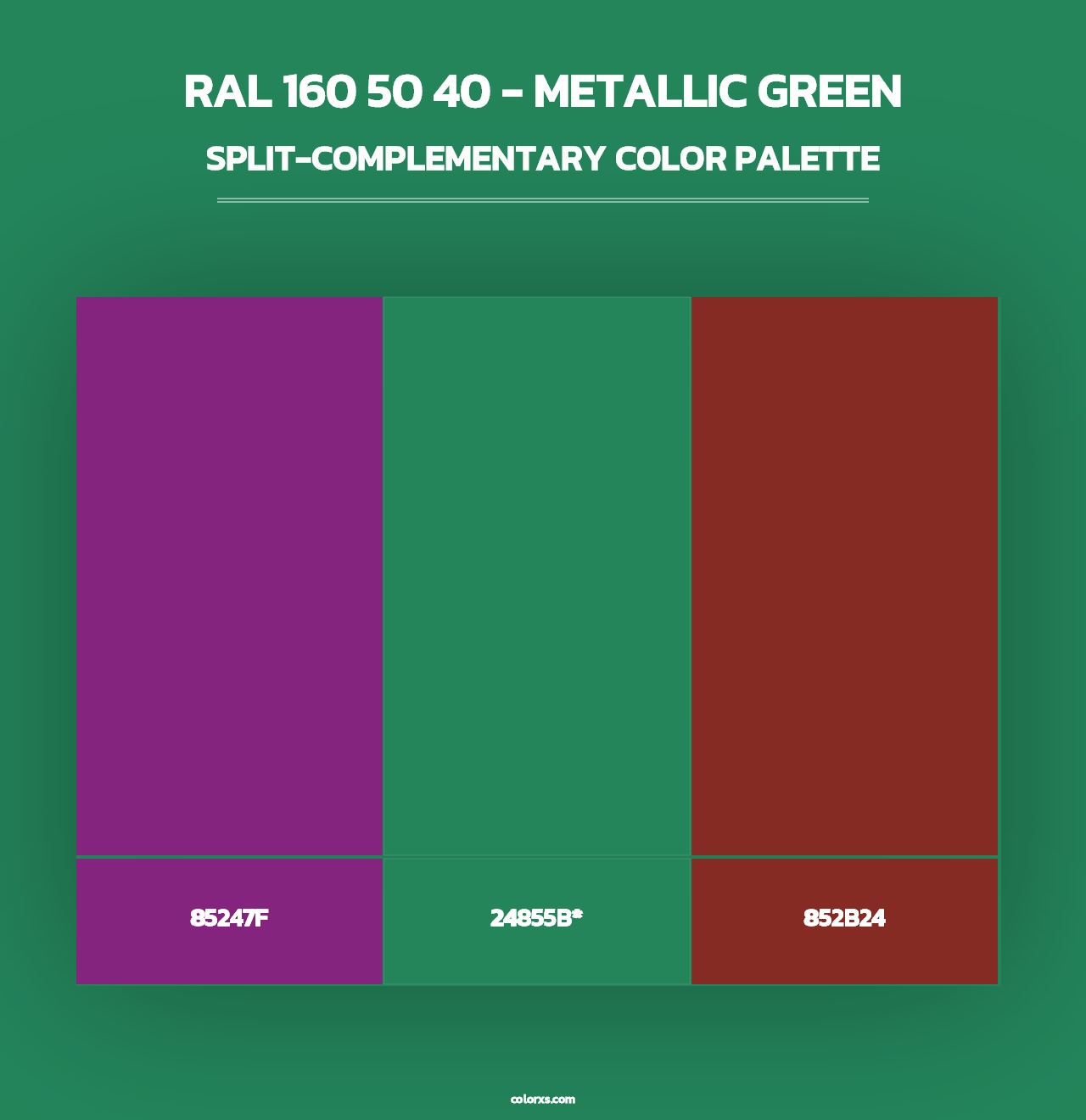 RAL 160 50 40 - Metallic Green - Split-Complementary Color Palette
