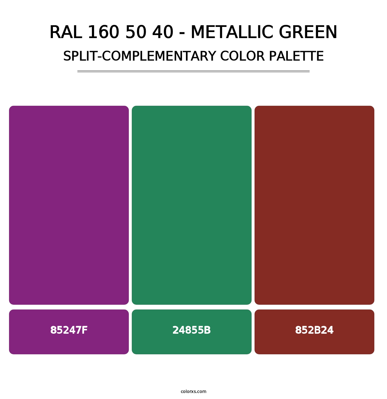 RAL 160 50 40 - Metallic Green - Split-Complementary Color Palette