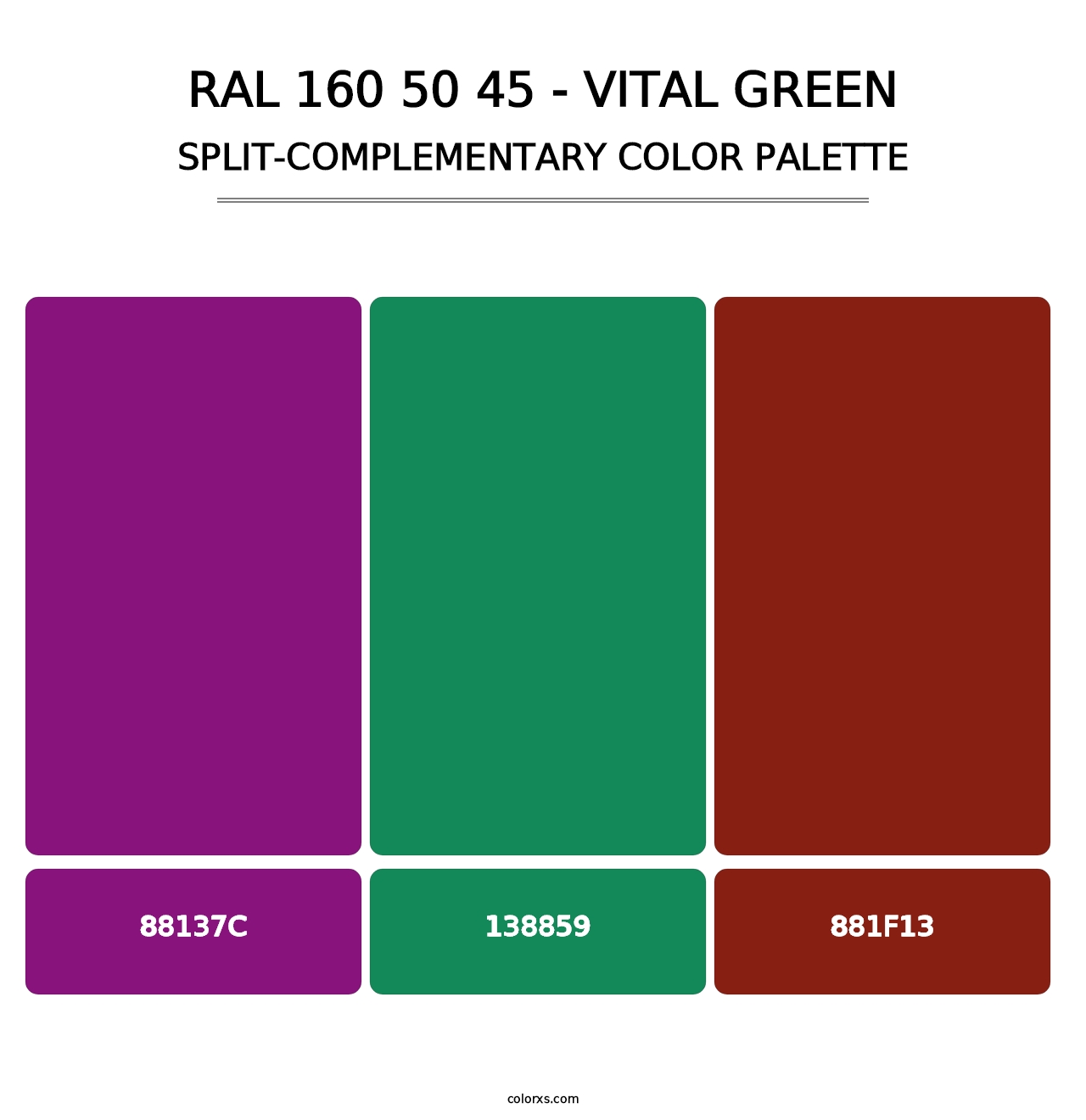 RAL 160 50 45 - Vital Green - Split-Complementary Color Palette