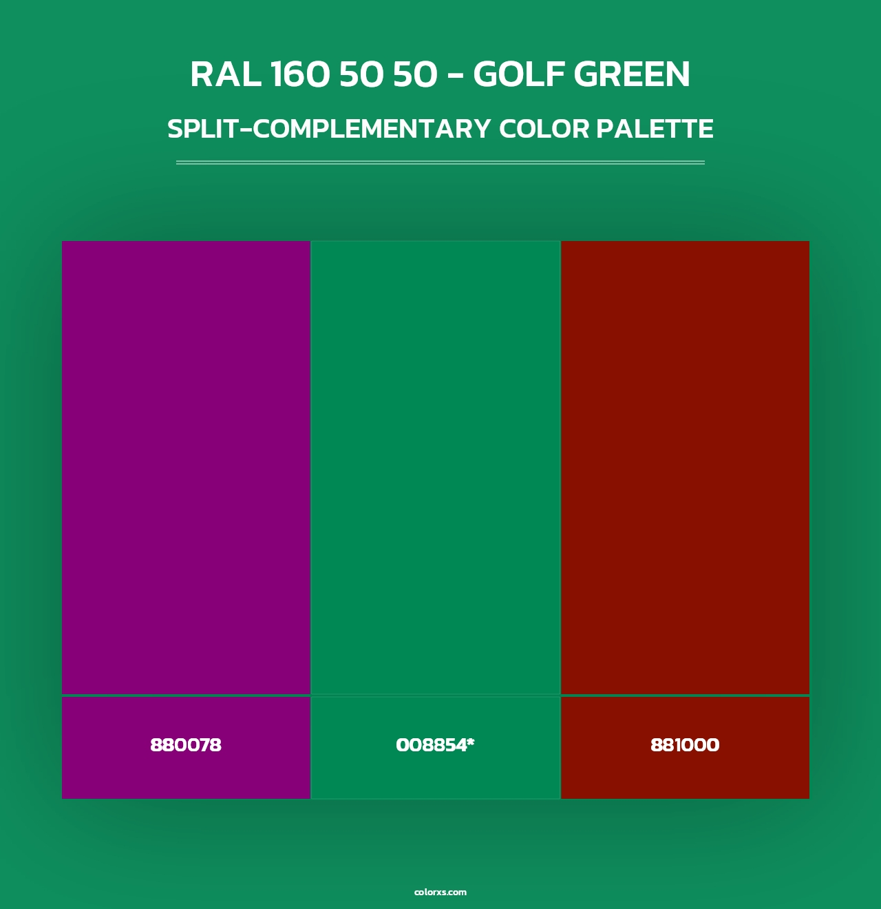 RAL 160 50 50 - Golf Green - Split-Complementary Color Palette