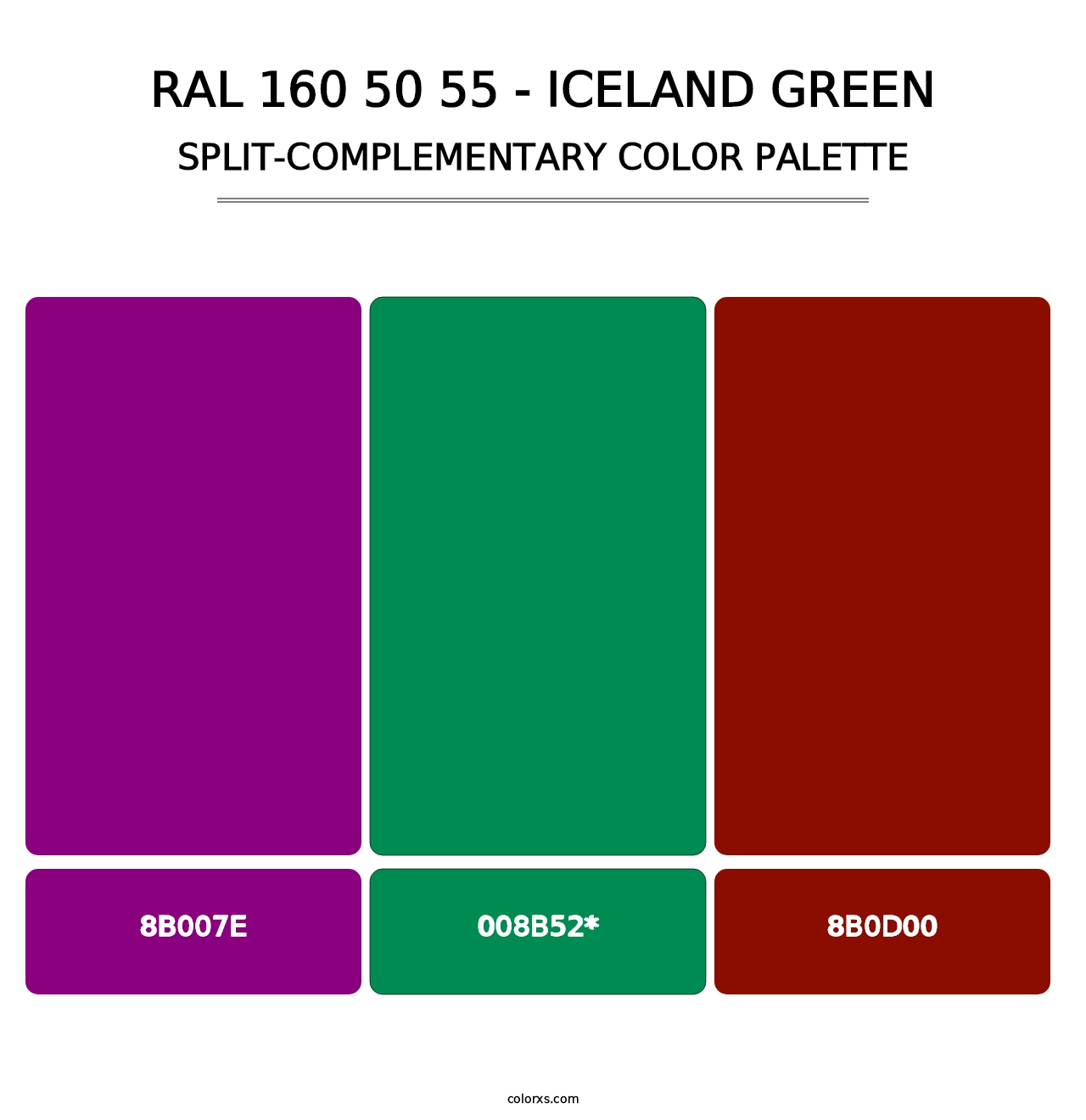 RAL 160 50 55 - Iceland Green - Split-Complementary Color Palette