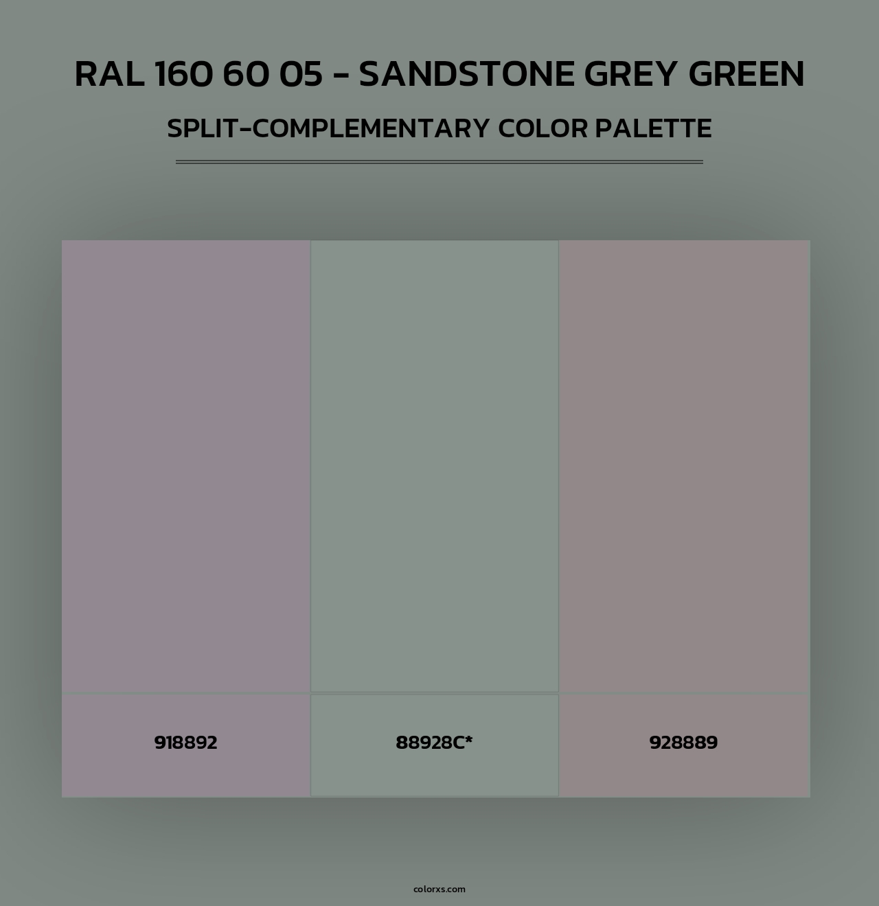 RAL 160 60 05 - Sandstone Grey Green - Split-Complementary Color Palette