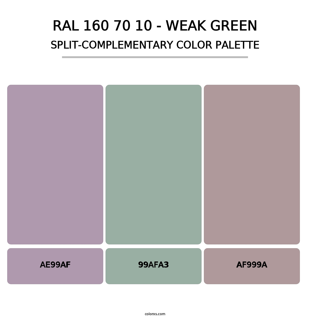 RAL 160 70 10 - Weak Green - Split-Complementary Color Palette