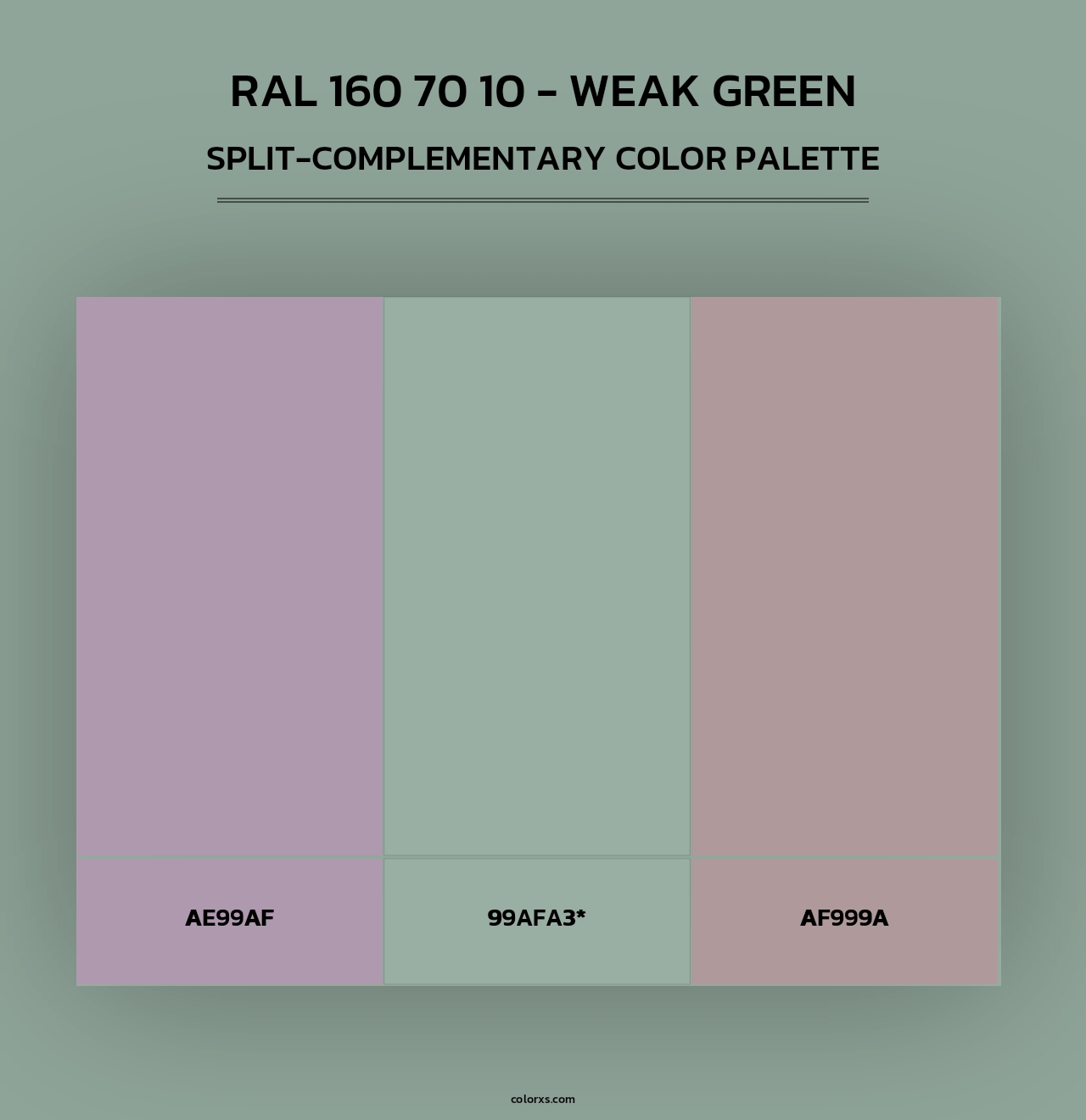 RAL 160 70 10 - Weak Green - Split-Complementary Color Palette