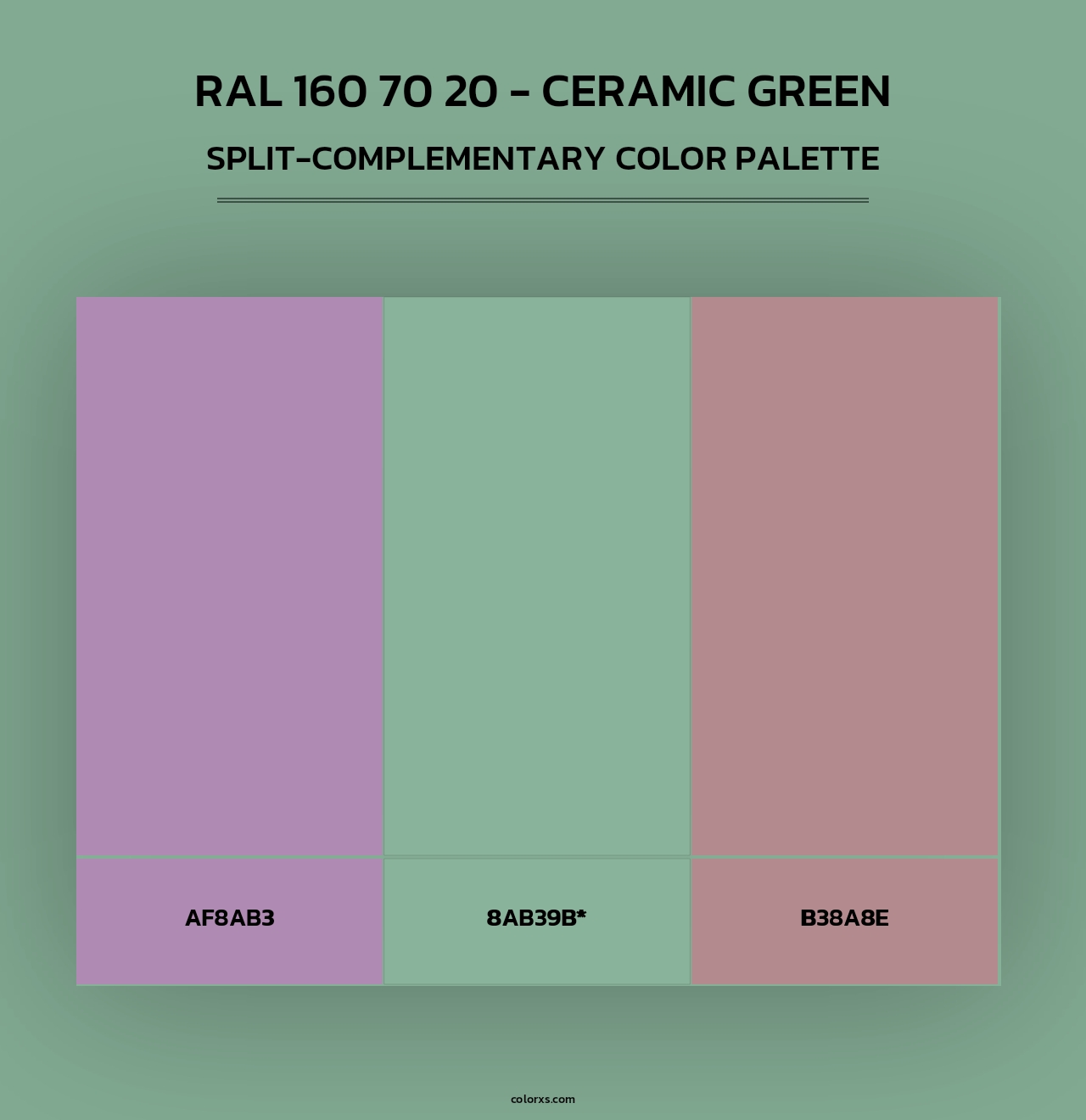 RAL 160 70 20 - Ceramic Green - Split-Complementary Color Palette