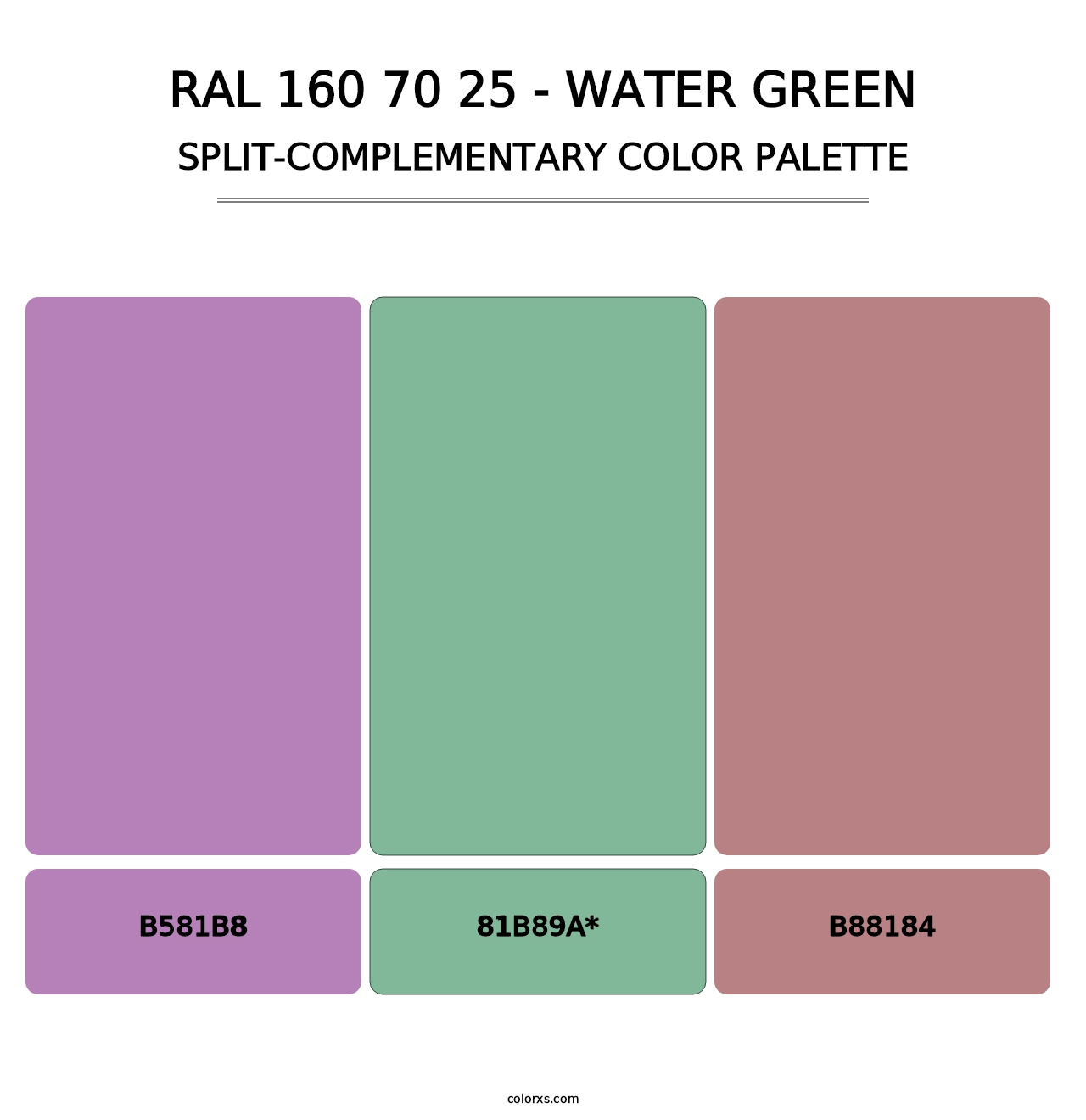 RAL 160 70 25 - Water Green - Split-Complementary Color Palette
