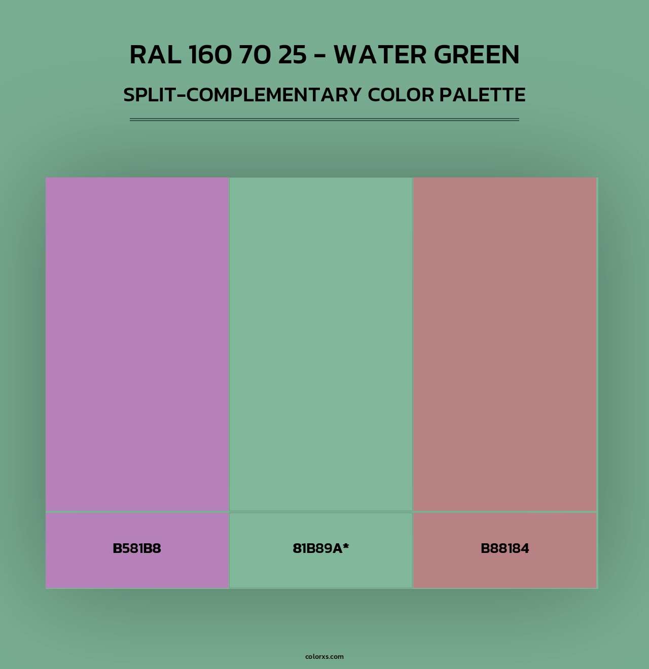 RAL 160 70 25 - Water Green - Split-Complementary Color Palette
