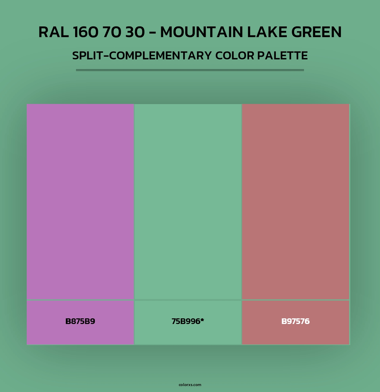 RAL 160 70 30 - Mountain Lake Green - Split-Complementary Color Palette