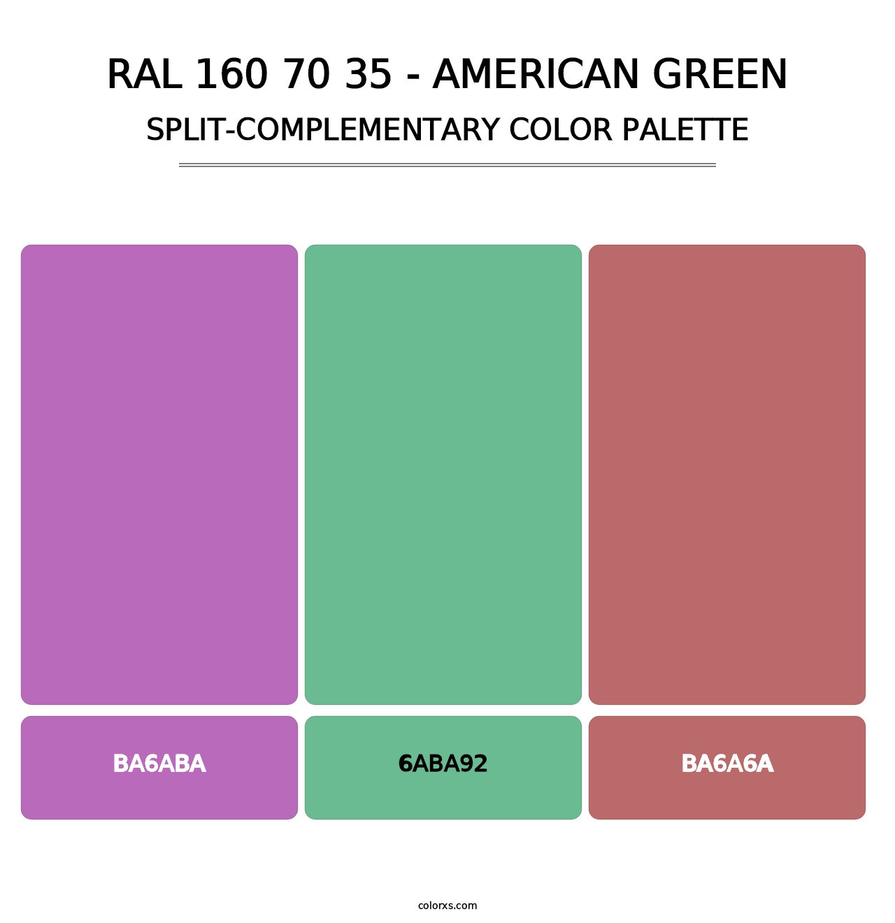 RAL 160 70 35 - American Green - Split-Complementary Color Palette