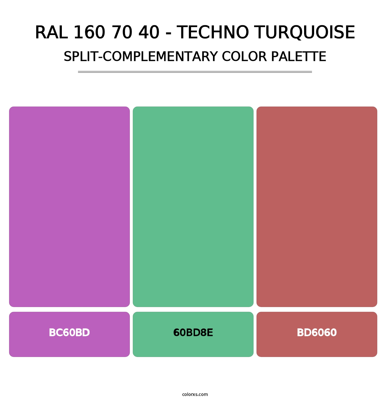 RAL 160 70 40 - Techno Turquoise - Split-Complementary Color Palette