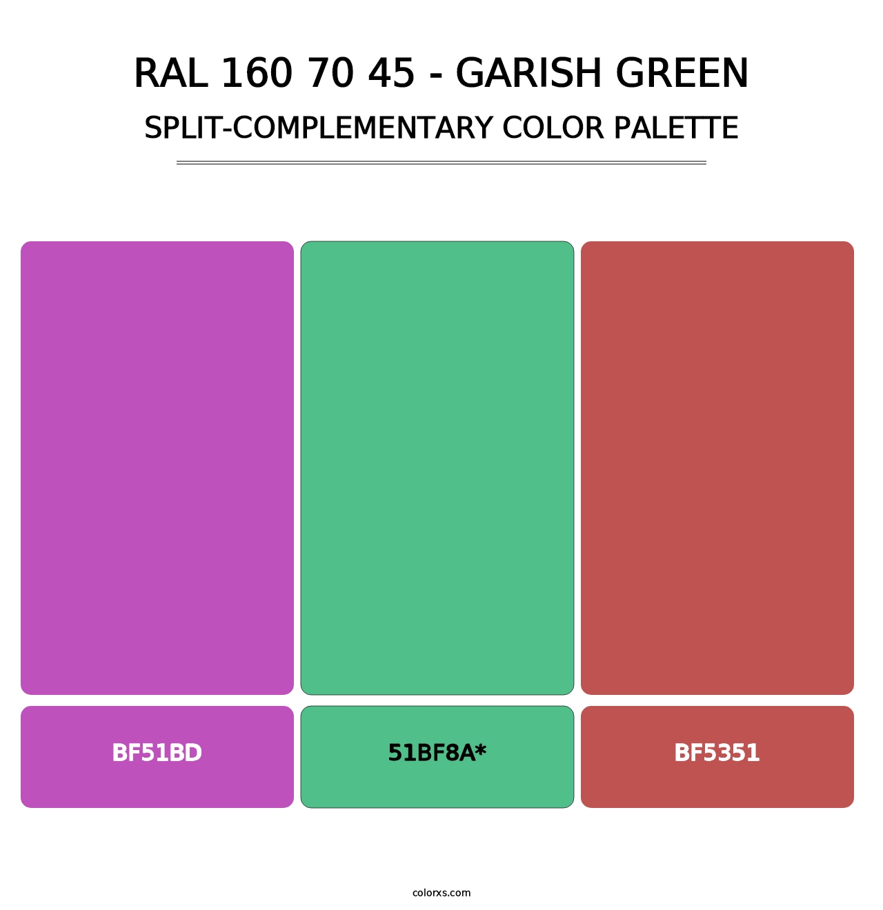 RAL 160 70 45 - Garish Green - Split-Complementary Color Palette