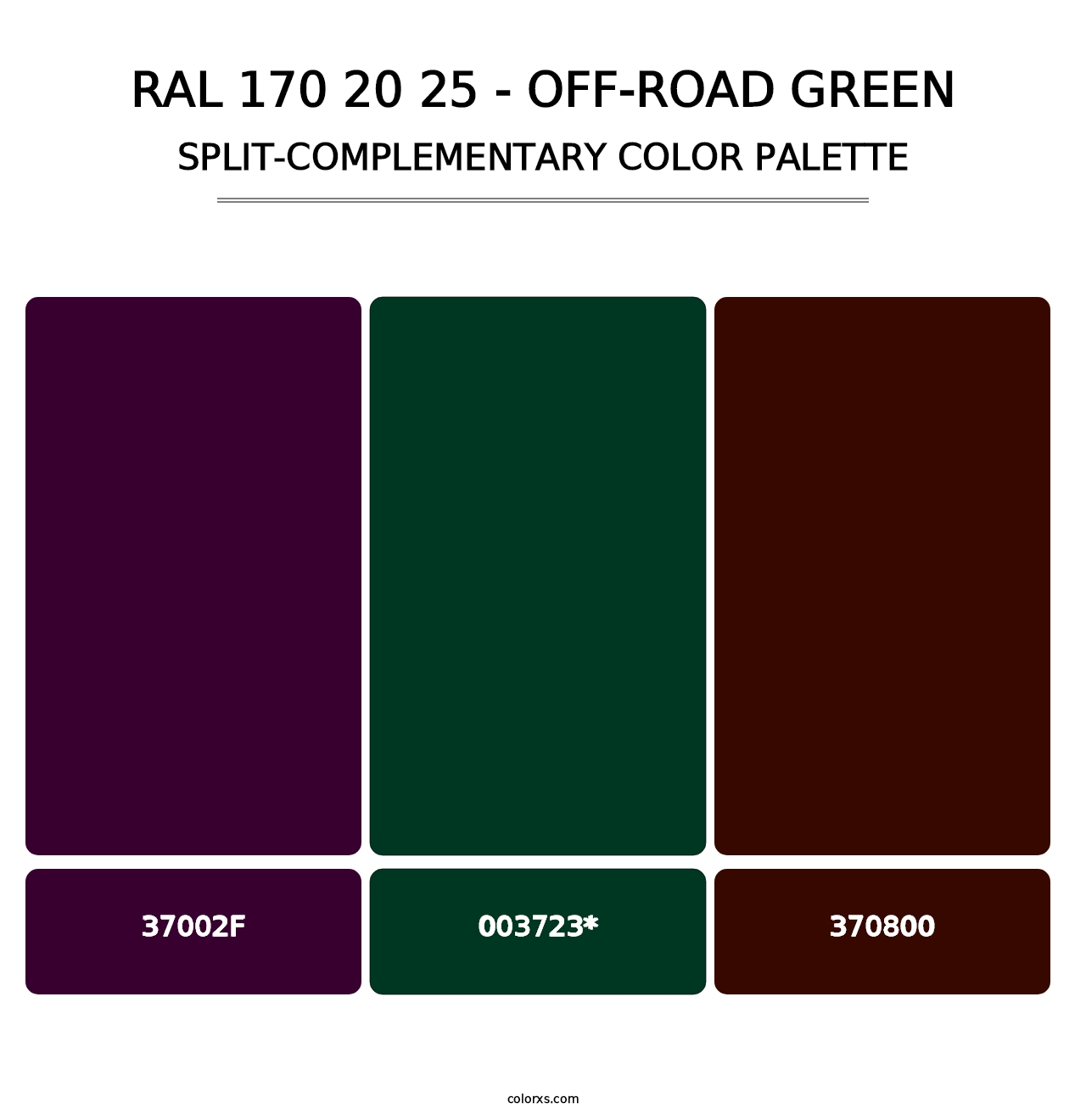 RAL 170 20 25 - Off-Road Green - Split-Complementary Color Palette