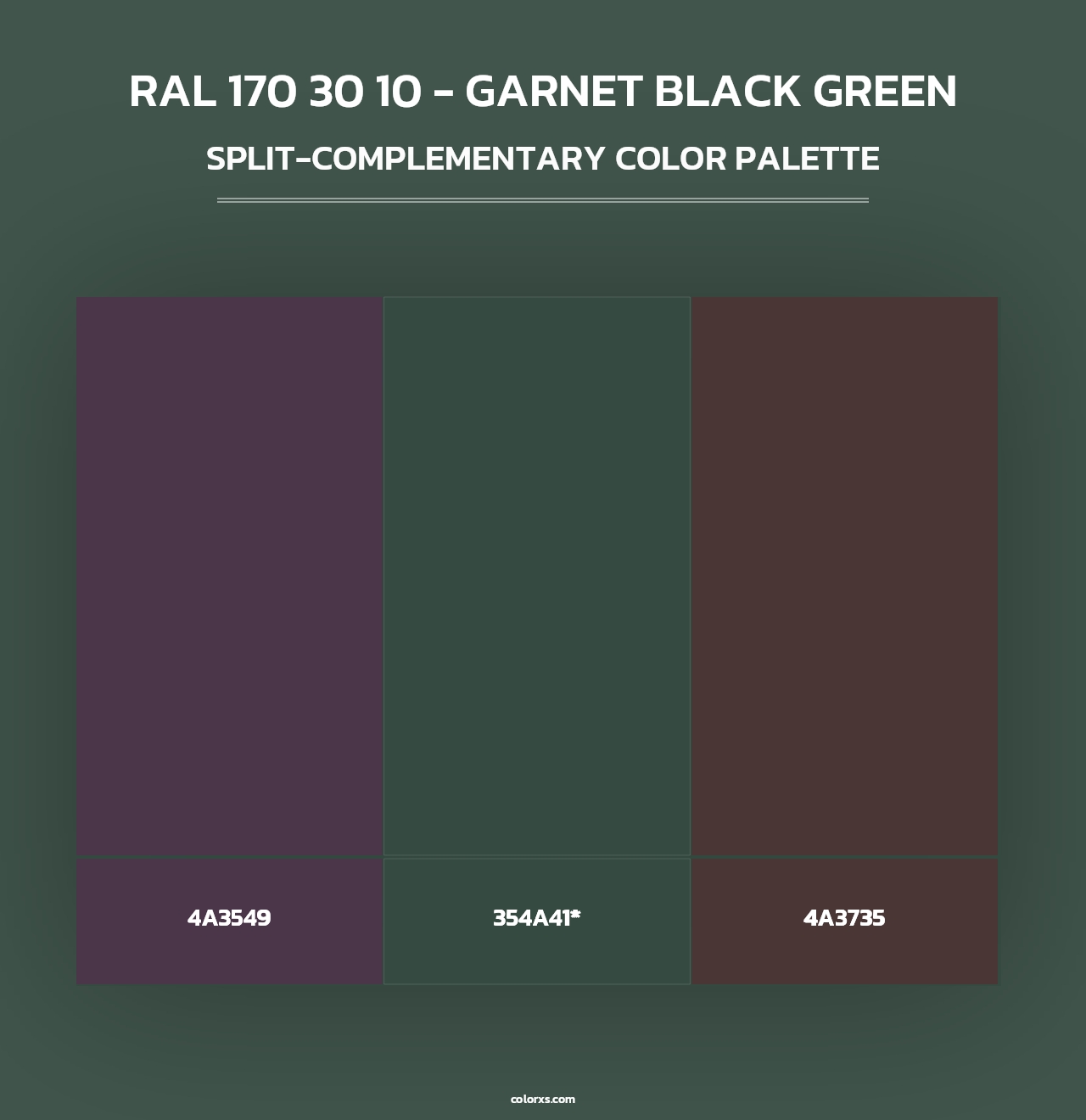 RAL 170 30 10 - Garnet Black Green - Split-Complementary Color Palette
