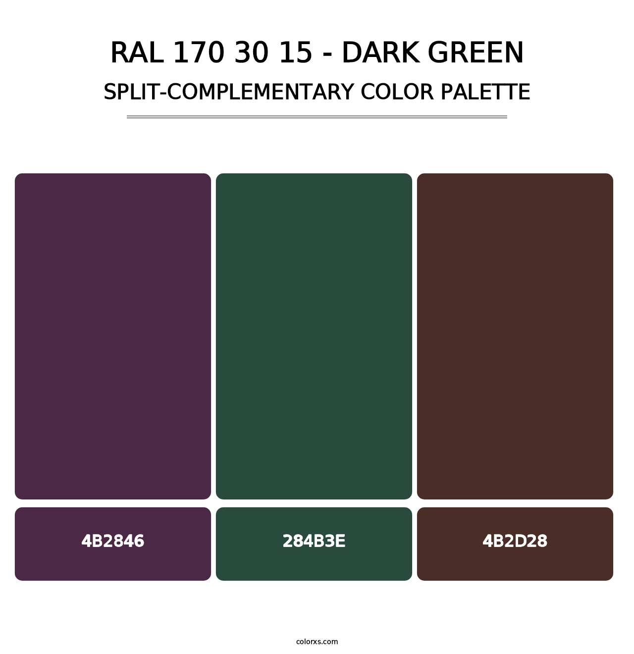 RAL 170 30 15 - Dark Green - Split-Complementary Color Palette