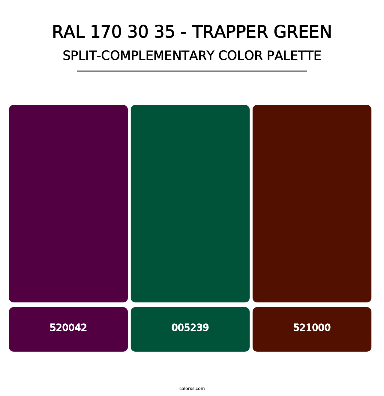 RAL 170 30 35 - Trapper Green - Split-Complementary Color Palette