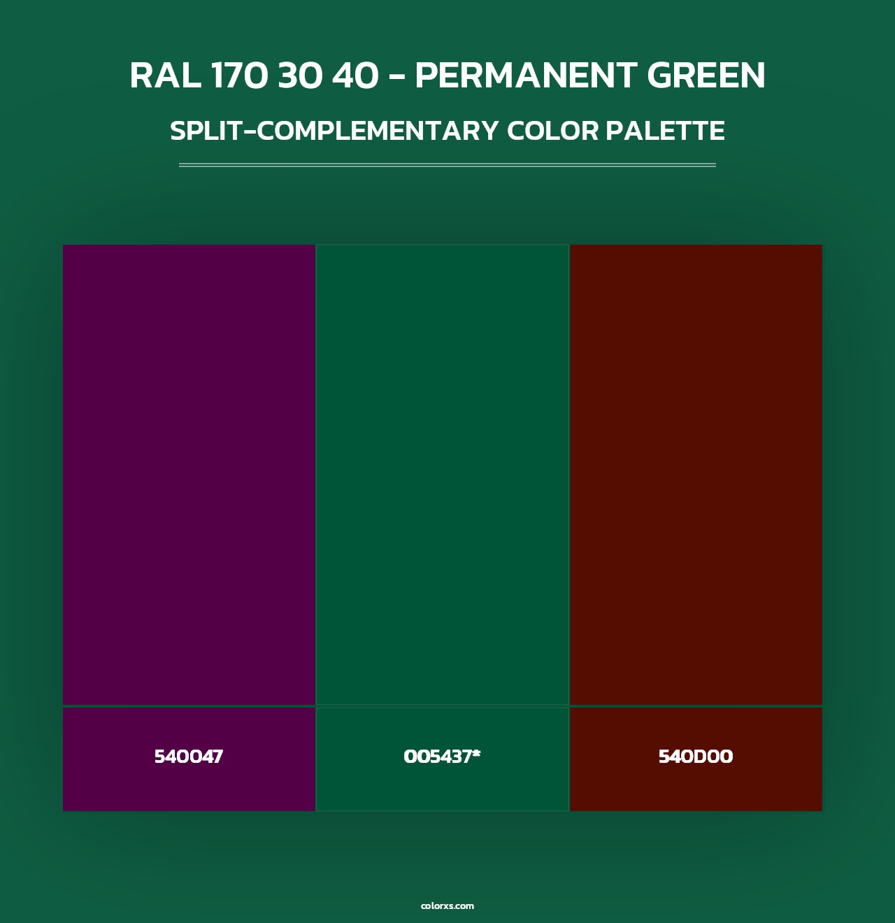 RAL 170 30 40 - Permanent Green - Split-Complementary Color Palette