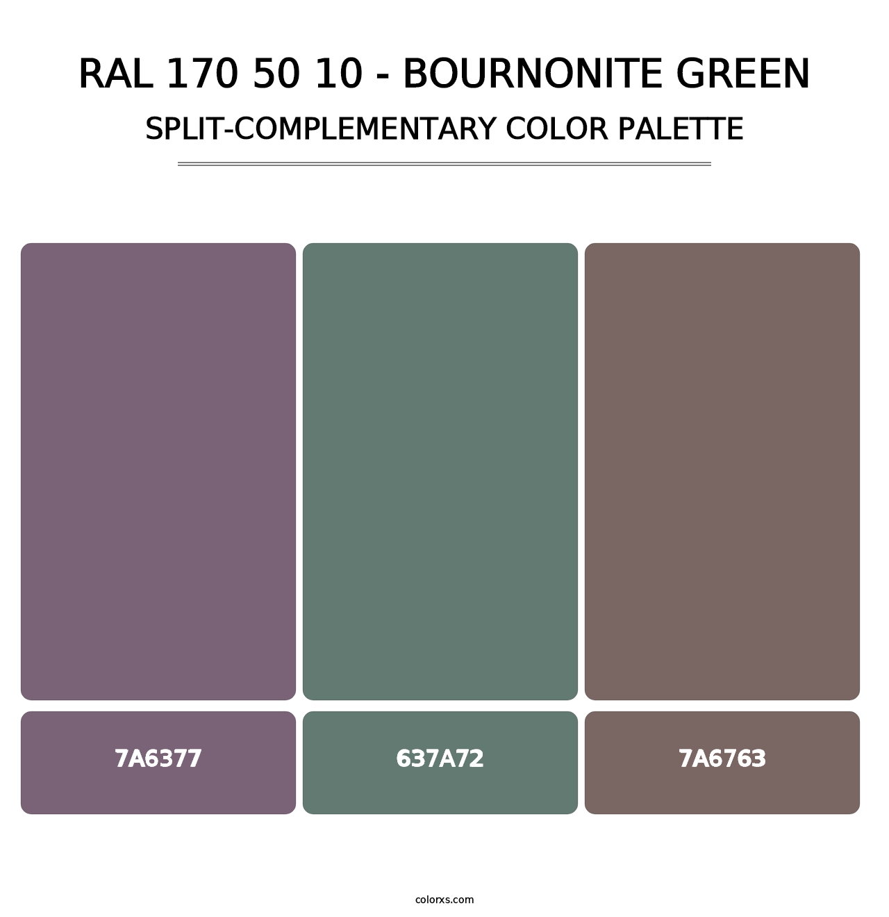 RAL 170 50 10 - Bournonite Green - Split-Complementary Color Palette