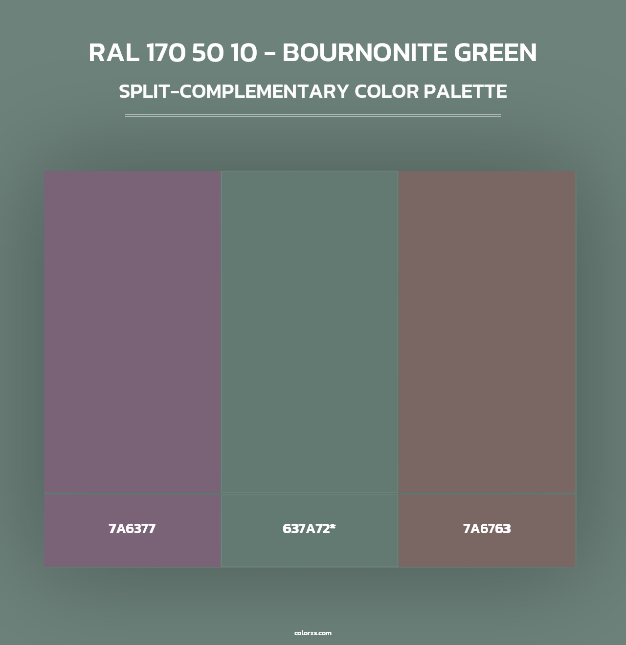 RAL 170 50 10 - Bournonite Green - Split-Complementary Color Palette