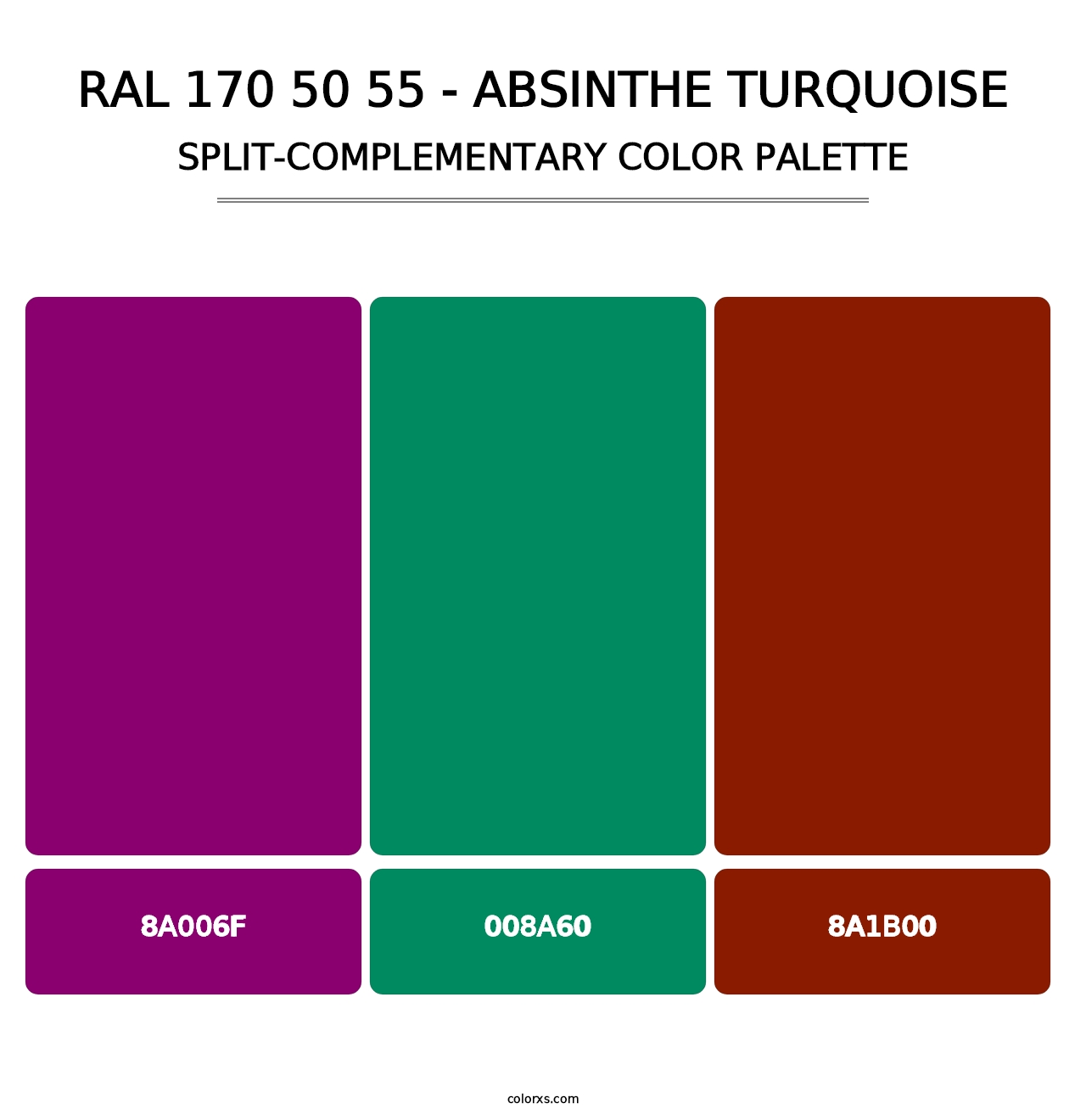 RAL 170 50 55 - Absinthe Turquoise - Split-Complementary Color Palette