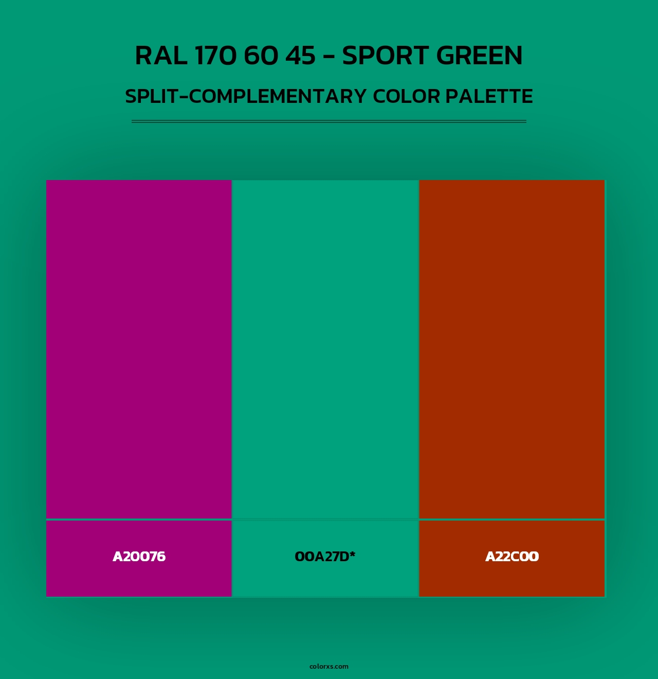 RAL 170 60 45 - Sport Green - Split-Complementary Color Palette