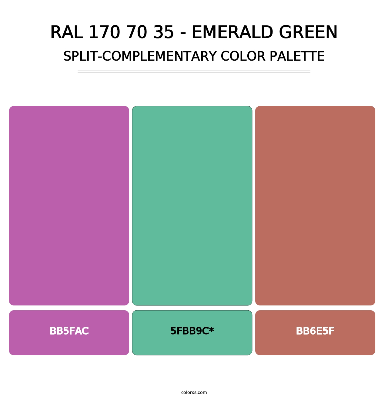 RAL 170 70 35 - Emerald Green - Split-Complementary Color Palette